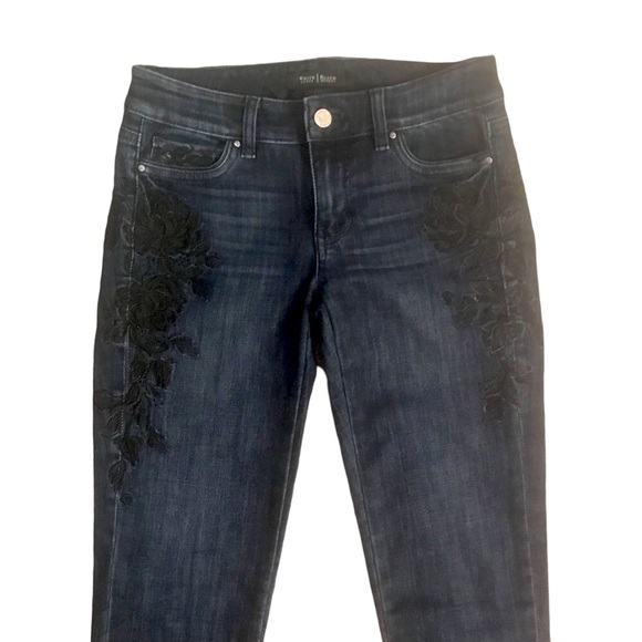 White House Black Market Denim - WHBM Embroidered Slim Leg Jean